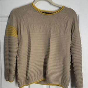 Revolution Beige Crewneck Sweater with Yellow Details